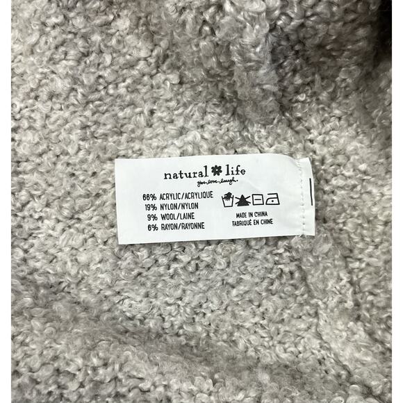 Natural Life Wool Blend Sweater Oversized XS Gray Nubbly Light Chunky Neutral - Picture 6 of 10